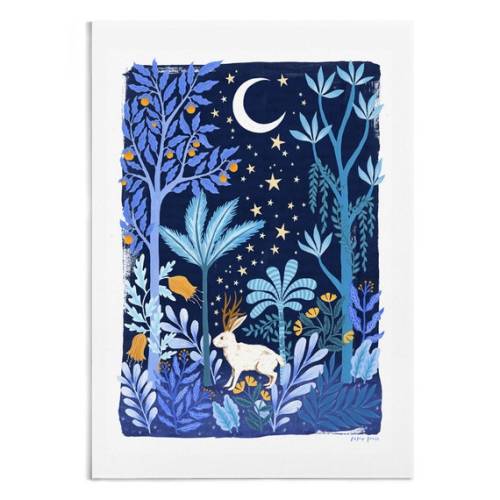 Midnight Jackalope // Mythical Print // A4 or A3 Artists Print - Etsy