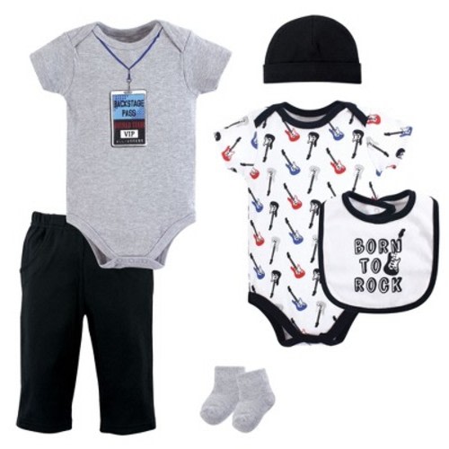 Little Treasure Baby Boy Layette 6-Piece Set, Born To Rock, Size: 3-6 months  - Out of Stock