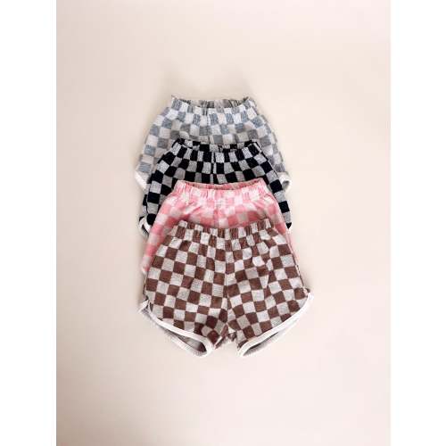 Checker Terry Shorts - Brown