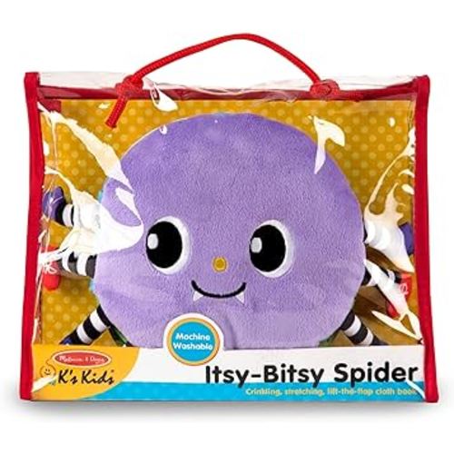 Melissa & Doug K's Kids Itsy-Bitsy Spider 8-Page Soft Activity Book for Babies and Toddlers - Cloth Baby Book And Sensory Toy With Textures To Grasp And Pages To Play Peekaboo, Ages 1 Month+