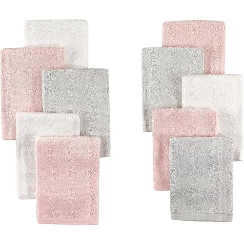 Little Treasure Unisex Baby Rayon from Bamboo Luxurious Washcloths, Light Pink Gray, One Size