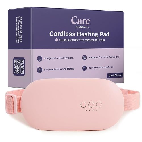 Heating Pad for Cramps | Period Heating Pad for Cramps, Cordless Menstrual Heating Pad with 4 Temperature Levels, 5 Vibration Settings, Portable, Fast Heating, Auto Shut-Off, Large Battery Capacity