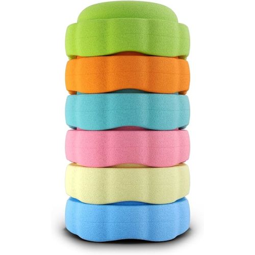 Stepping Stones (Set of 6): Versatile Toys to Encourage Movement, Open-Ended Play, Cognitive & Motor Skills, Independence, and Healthy Growth for Children (Macaron Delight)