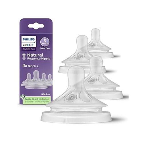 Philips Avent Natural Response Nipples, Extra Fast Flow (Flow 5), 4-Pack, SCY965/44