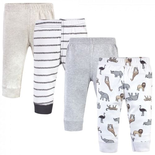 Hudson Baby Baby and Toddler Cotton Pants 4pk, Neutral Safari, 0-3 Months