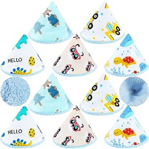 10 Pcs Coral Velvet Pee Covers Baby Boy, Strong Water Absorption Pee Shield for Baby Boy, Reusable Pee Cap, Diaper Changing Accessory for Boys Newborn Gift (Dinosaur)
