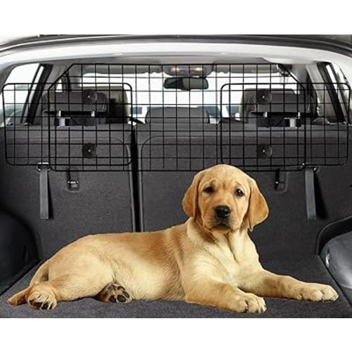 NOAMOO 38-66.5 Inches Dog Car Barrier for SUVs, Van, Vehicles, Adjustable Large Pet Barriers, Universal Fit Heavy-Duty Wire Mesh Dog Guard, Pet Divider Gate for Truck Cargo Area, Safety Car Divider