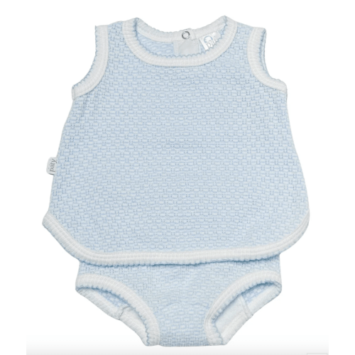 Sleeveless Top with Diaper Cover-Blue & Mint (Infant)