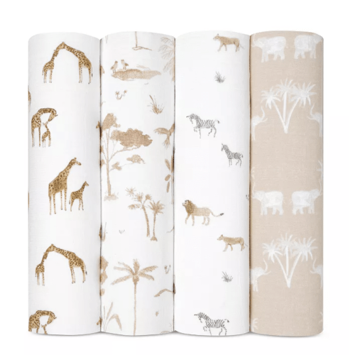 Muslin Swaddles Safari Dreams, Pack of 4