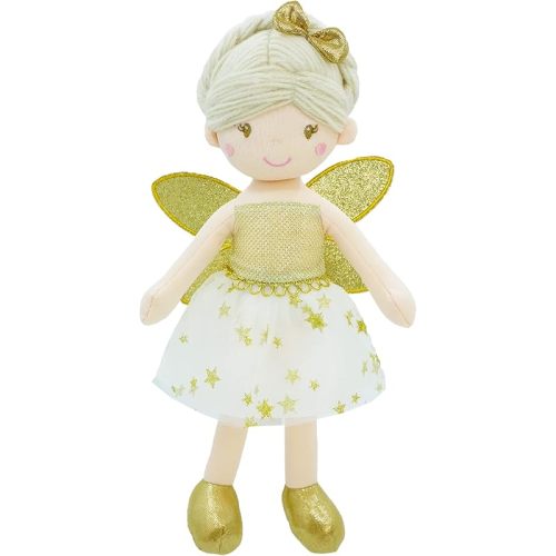 June Garden 12" Enchanted Garden Fairy Doll Joyce - Plush Stuffed Soft Doll Girl Gift - Gold Outfit and Wings
