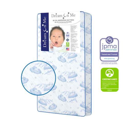 Dream on Me Twinkle 5" 88 Coil Crib & Toddler Mattress, Blue Clouds, Greenguard Gold Certified