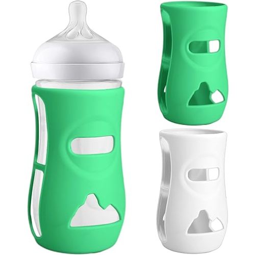 BUSOHA 2 Pack Silicone Sleeves for Avent Natural Baby Bottles - Anti Breakage Baby Bottle Sleeves for Avent Glass Baby Bottles,Compatible with Avent Natural Baby Bottle