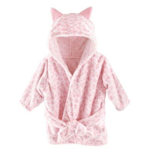 Hudson Baby Infant Girl Plush Animal Bathrobe, Leopard, 0-9 Months