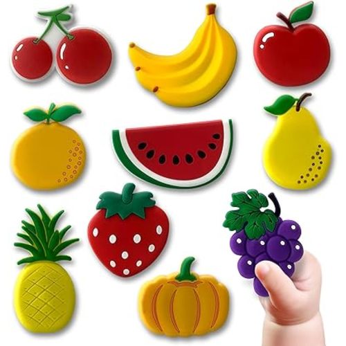 10 Pcs Fridge Magnets for Kids - Toddlers 1-3 - Educational Fruits Magnets - Cartoon Fruits