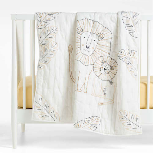 Jungle Lion Organic Cotton Baby Crib Quilt