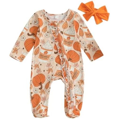 Kuriozud Newborn Baby Girl Boy Footie Romper One Piece Jumpsuit Sleeper Infant Clothes