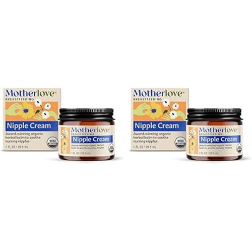 Motherlove Nipple Cream (1 oz) Organic Lanolin-Free Nipple Cream for Breastfeeding—Benefits Nursing & Pumping Moms (Pack of 2)