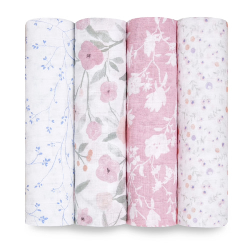 Floral Cotton Muslin Swaddles 4pk | aden + anais