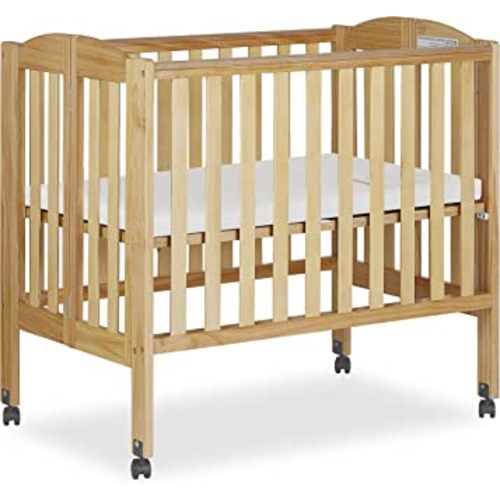 Dream On Me 2 in 1 Portable Folding Stationary Side Crib in Natural, Greenguard Gold Certified , 40x26x38 Inch (Pack of 1)
