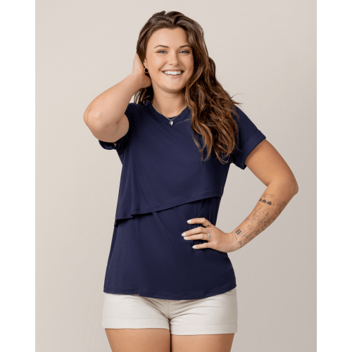 Everyday Asymmetrical Nursing T-Shirt | Navy – Kindred Bravely