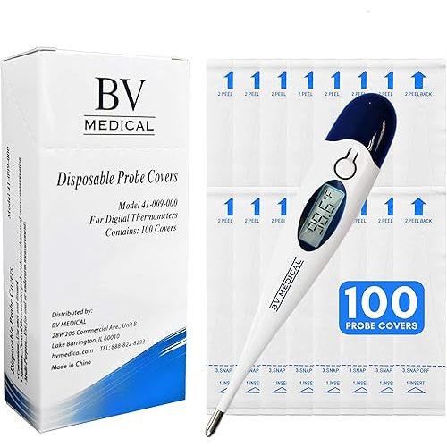 Digital Thermometer Rigid Tip 10sec. W/100 Probe Covers Pack