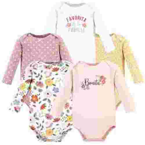 Hudson Baby Cotton Long-Sleeve Bodysuits, 5-Pack, Newborn- 24 Months
