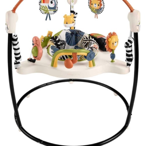 Fisher-Price Baby Bouncer Palm Paradise Jumperoo Activity Center with Music Lights Sounds and Developmental Toys​