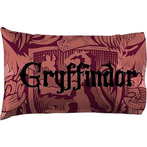 Jay Franco Harry Potter House of Gryffindor Reversible Pillowcase, Standard, Maroon