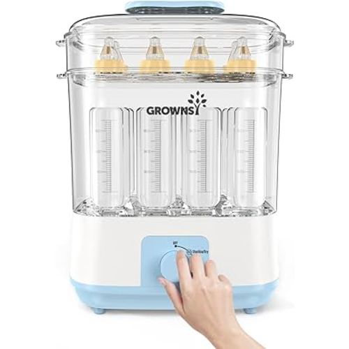 GROWNSY Bottle Sterilizer and Dryer, Electric Steam Baby Bottle Sterilizer, Bottle Sanitizer for Baby Bottles & Pacifiers, Breast Pump Parts Blue