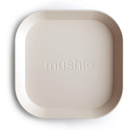 mushie Square Dinnerware Plates for Kids | Made in Denmark, Set of 2 (Ivory) - (Ivory) Square Plate