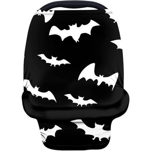 Belidome Halloween Bat Car Seat Covers for Baby Stroller Canopy Stretch Scarf, Black