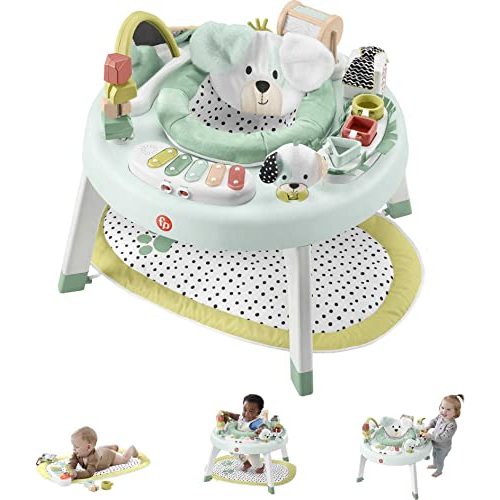 Fisher-Price Baby to Toddler Toy 3-in-1 SnugaPuppy Activity Center and Play Table with Lights Sounds and Developmental Activities