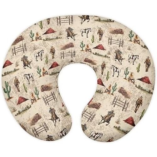 Western Cowboy Horses Breast Feeding Pillow Covers with Hidden Zipper Comfortable Slipcover for Boy & Girls Newborn Nursing Pillow Case for Nursery Room Car Sofa Decor