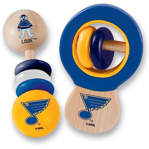 BabyFanatic Wood Rattle 2 Pack - NHL St. Louis Blues - Officially Licensed Baby Toy Set