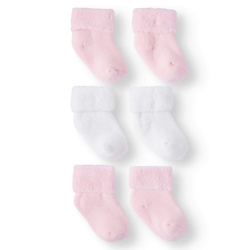 Jefferies Socks Baby Girls Soft Terry Cushion Turn Cuff Socks, 3-Pack