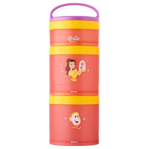 Whiskware Disney Princess Beauty and the Beast, Kids, Durable Food Storage Containers for Car, and Airplane Travel, Dishwasher Safe, Belle and Chip