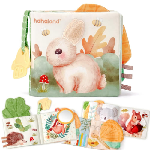 hahaland Baby Books 0-6 Months, Tummy Time Sensory Baby Toys 6 to 12 Months Touch Feel Book Textured Crinkle Books Baby Shower Birthday Gifts for Boys Girl 0 3 6 9 12 Months Baby Travel Toys