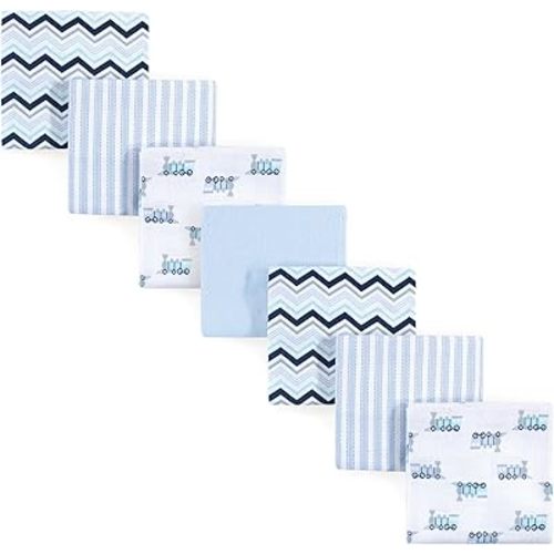 Luvable Friends Unisex Baby Cotton Flannel Receiving Blankets, Train 7-Pack, One Size