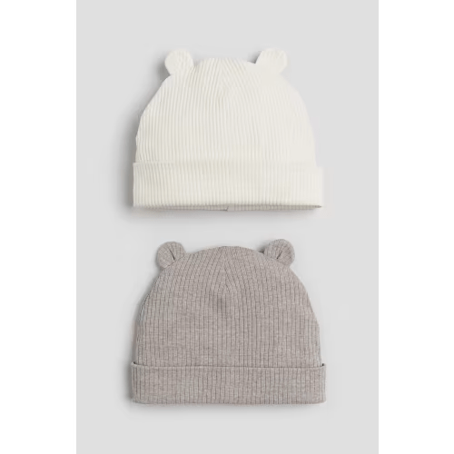 2-PACK RIBBED BEANIES WITH EARS