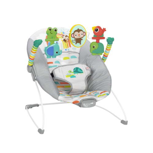 Bright Starts Playful Paradise Vibrating Infant Bouncer, Adjustable, Unisex, Newborn +