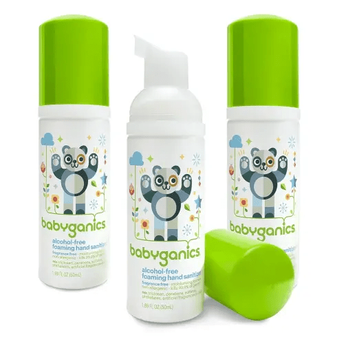 Babyganics Alcohol-Free Foaming Hand Sanitizer, Fragrance Free, On-The-Go, Pump Bottle 50 ml - 1.69 Fl Oz (Pack of 3)