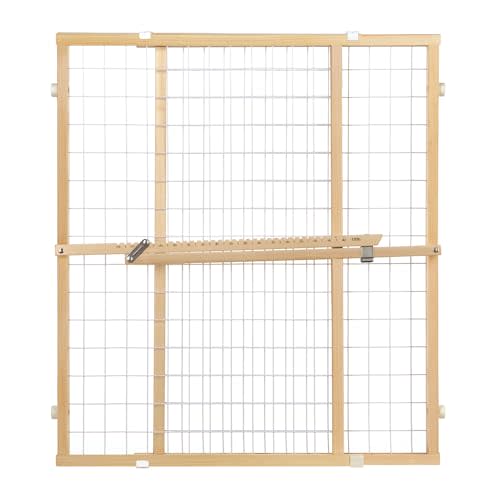 Toddleroo by North States Extra Wide Wire Mesh Wooden Baby Gate: 29.5"-50" Wide. Pressure Mounted Baby Gate for Doorway. (31" Tall, Sustainable Hardwood)