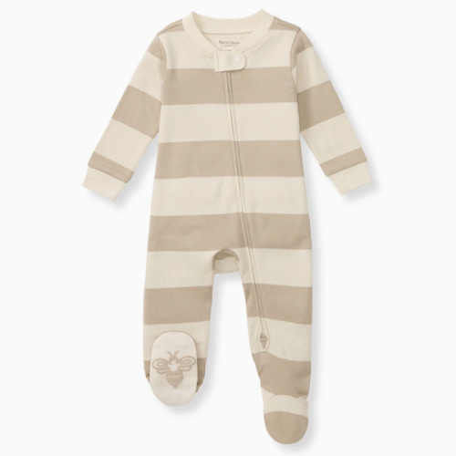 Mommy & Me Rugby Stripe Organic Cotton Sleep & Play - Oat – Burt's Bees Baby