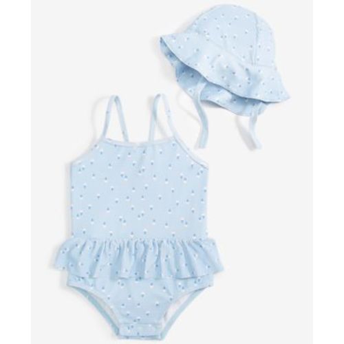 Baby Girls Dainty Daisies Hat & One-Piece Swimsuit