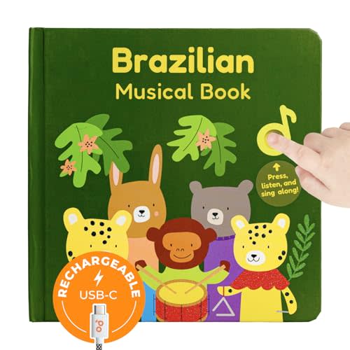 Cali's Books Brazilian Nursery Rhymes Book - Sound Books for Toddlers 1-3 Years Old - Interactive & Educational Music Toys for Bilingual Children with Lyrics & Translations - Musical Gifts for Kids