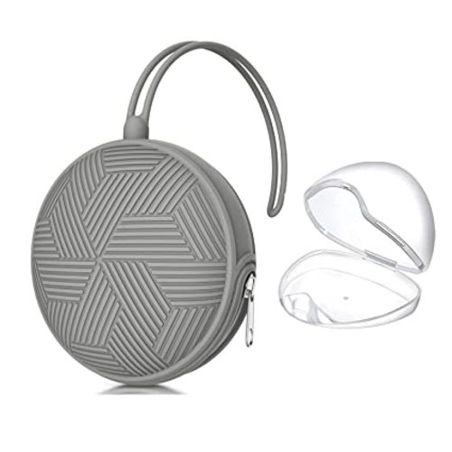 Smlpuame Pacifier Holder Case,BPA Free Portable Pacifier Storage Container,Silicone Baby Pacifier Cover Pouch for Diaper Bag Stroller,Travel Outdoor Activities,Easy to Clean(Grey) - Boho (Grey)