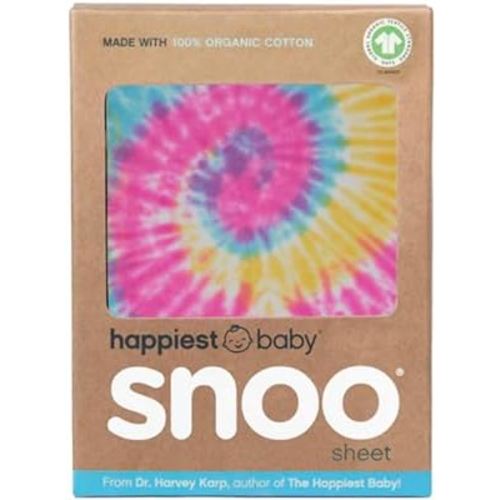 Happiest Baby SNOO Bassinet Fitted Sheet - 100% Organic Cotton Nursery Bedding - Fits SNOO Sleeper Crib Mattress (Tie Dye Rainbow)