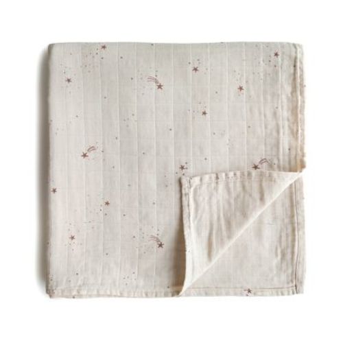 Organic Cotton Muslin Swaddle Blanket Leaves One Size