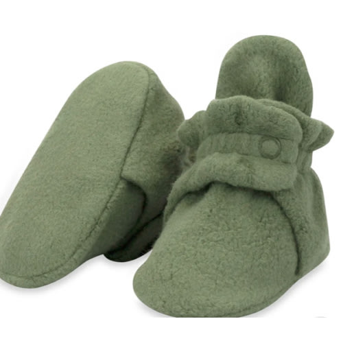 Zutano Cozie Fleece Stay-On Baby Bootie Slipper - Olive