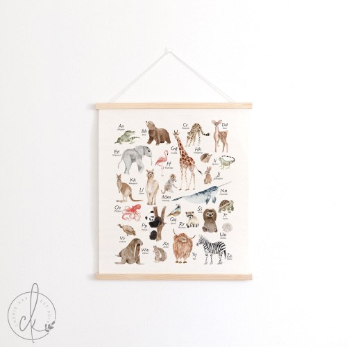 Animal Alphabet Wall Art | Canvas Wall Hanging | Classroom Decor